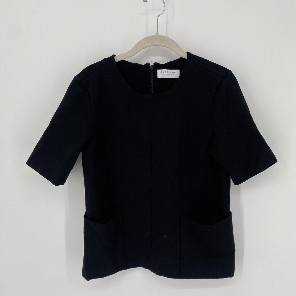 Everlane shirt womens medium M black short sleeve work business minimalist